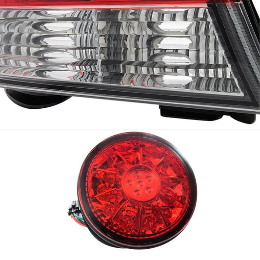 Spyder Auto LED red and clear tail lights for Lexus IS300 2001-2003 close-up of inner trunk lights highlighting LED illumination detail