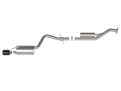 aFe Takeda cat back exhaust system for Lexus IS300 2001-2005 black tip top view showing muffler and exhaust pipe layout