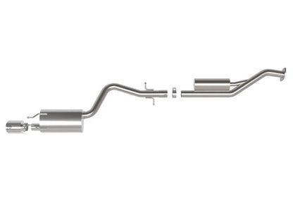aFe Takeda cat back exhaust system for Lexus IS300 2001-2005 polished tip top view showing muffler and exhaust pipe layout