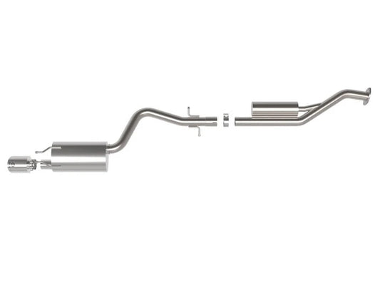 aFe Takeda cat back exhaust system for Lexus IS300 2001-2005 polished tip top view showing muffler and exhaust pipe layout