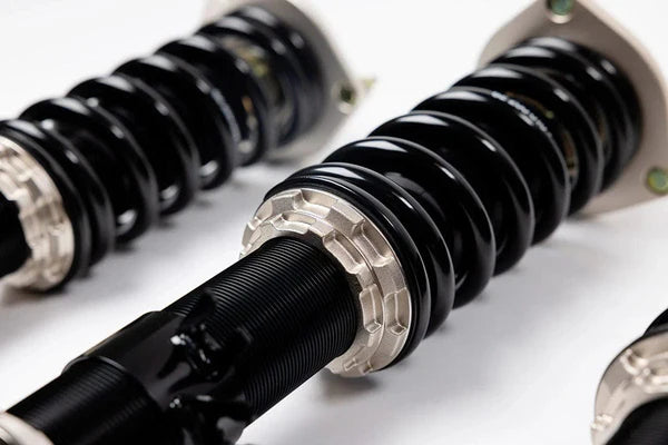 BC Racing coilover spring and adjustment collar close-up for Lexus IS300 suspension system