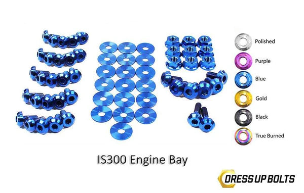 Dress Up Bolts blue titanium full engine bay kit for Lexus IS300 1998–2005