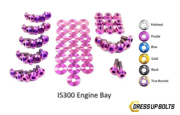 Dress Up Bolts purple titanium full engine bay kit for Lexus IS300 1998–2005
