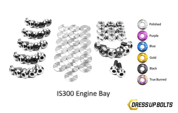Dress Up Bolts silver titanium full engine bay kit for Lexus IS300 1998–2005