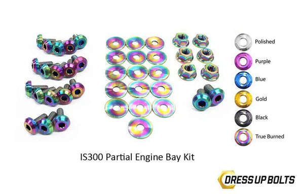 Dress Up Bolts burnt titanium rainbow partial engine bay kit for Lexus IS300 1998–2005