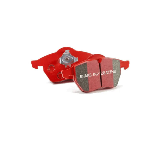 Close-up of EBC Brakes Redstuff Premium Street front brake pad showing inner friction surface for Lexus IS300