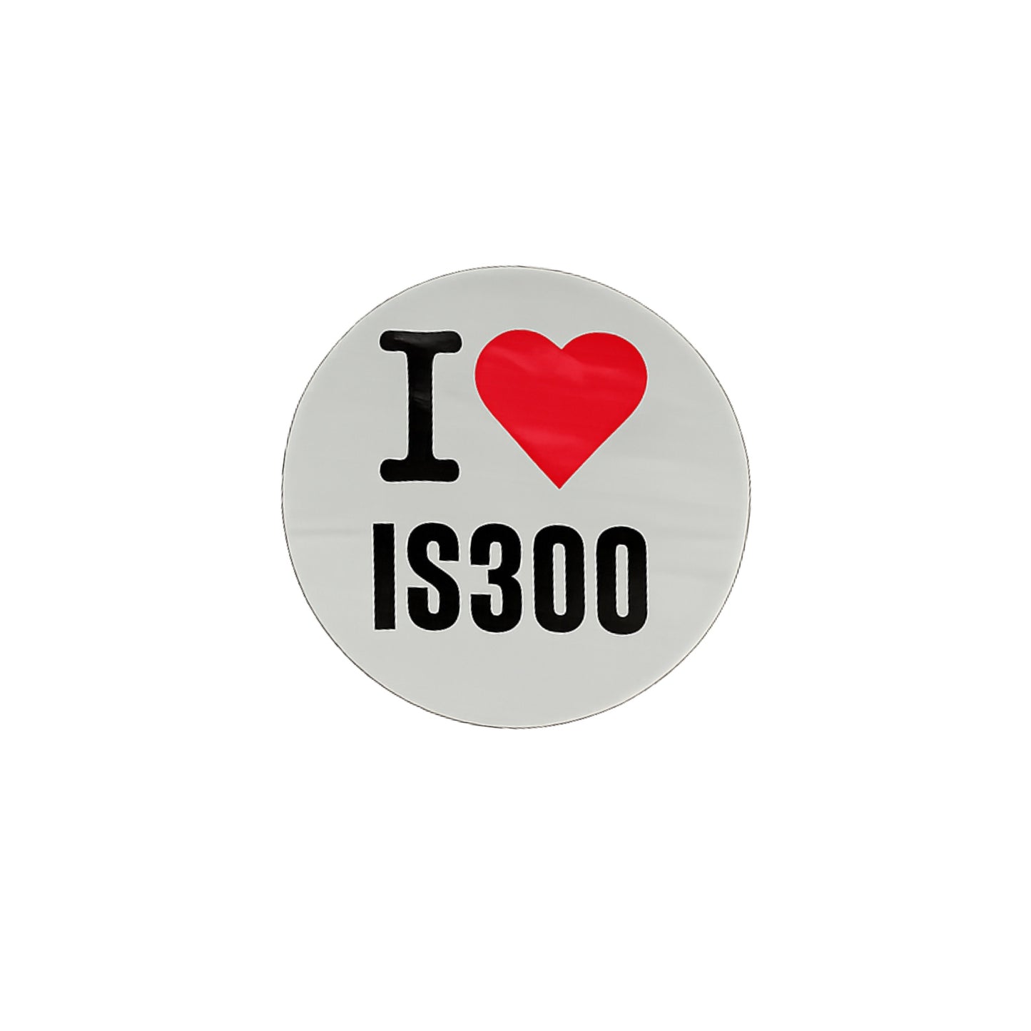 IS300hub I heart IS300 circular vinyl sticker on white background