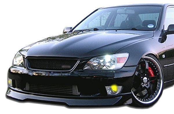 KBD Bodykits GR Spec style 1-piece front lip installed on Lexus IS300 2001-2005 on-car front view showing fitment and styling
