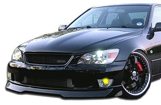 KBD Bodykits GR Spec style 1-piece front lip installed on Lexus IS300 2001-2005 on-car front view showing fitment and styling