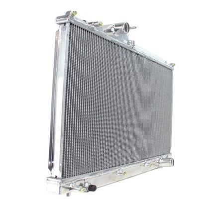 Koyo radiator for Lexus IS300 2001-2005 manual transmission rear view showing core and end tank construction