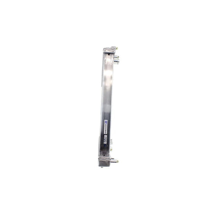 Koyo radiator for Lexus IS300 2001-2005 manual transmission side view highlighting aluminum core thickness and end tank profile