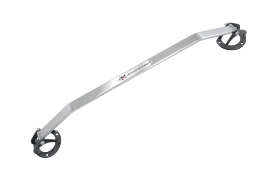 Megan Racing Race-Spec front strut tower bar for 2001-2005 Lexus IS300, featuring a polished aluminum one-piece design