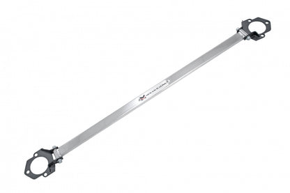 Megan Racing Race-Spec rear strut tower bar for 2001-2005 Lexus IS300 featuring a solid one-piece aluminum bar and blue steel brackets