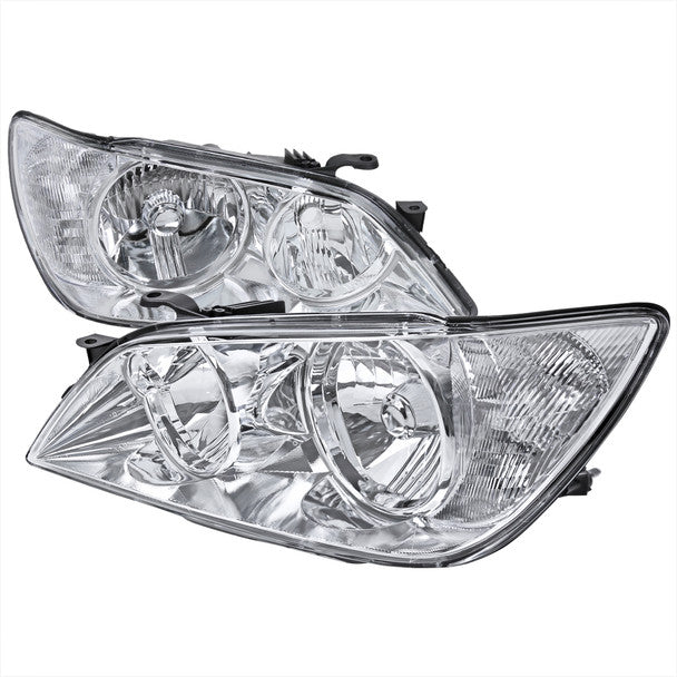 Spec-D factory style crystal headlights with chrome housing and clear lens aftermarket replacement headlight upgrade