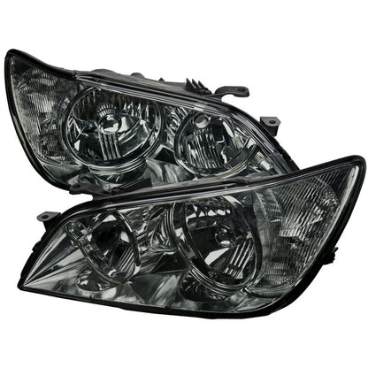 Spec-D factory style crystal headlights with chrome housing and smoked lens aftermarket headlight upgrade