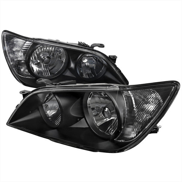 Spec-D factory style crystal headlights with matte black housing and clear lens aftermarket headlight replacement upgrade