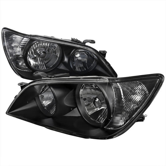 Spec-D factory style crystal headlights with matte black housing and clear lens aftermarket headlight replacement upgrade