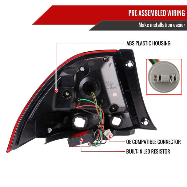 Spec-D LED tail lights with chrome housing and red clear lens wiring demo showing electrical connections and installation setup