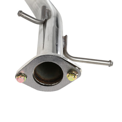 Spec-D T-304 stainless steel cat back exhaust system gasket and mounting flange shown from alternate angle highlighting connection points and sealing surface detail