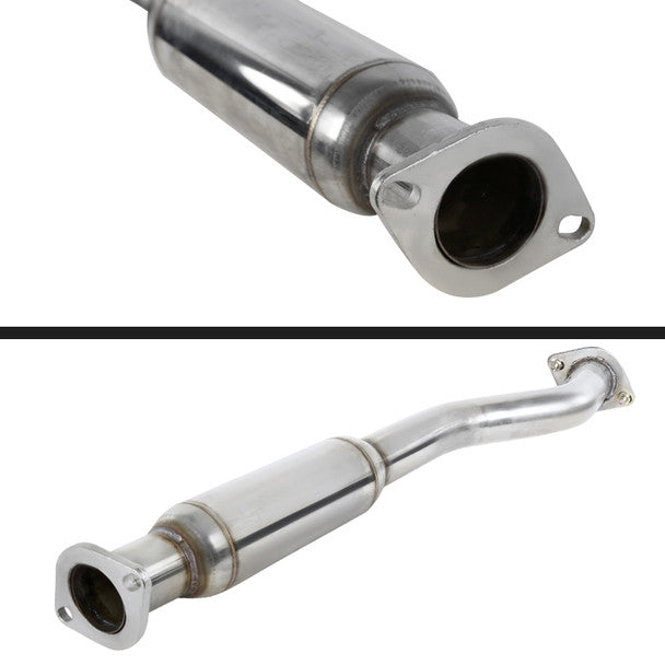 Spec-D T-304 stainless steel cat back exhaust system close-up of gasket and mounting flange showing seal and connection points