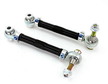 SPL Parts Titanium Series rear toe arms for Lexus IS300 2001-2005 shown from different angle highlighting adjustment links, rod ends, and mounting hardware