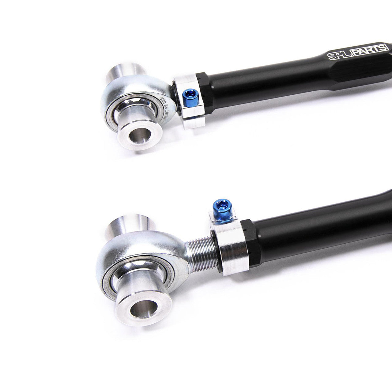 SPL Parts Titanium Series rear traction arms for Lexus IS300 2001-2005 close-up of adjustment mechanism and threaded turnbuckle design for suspension tuning