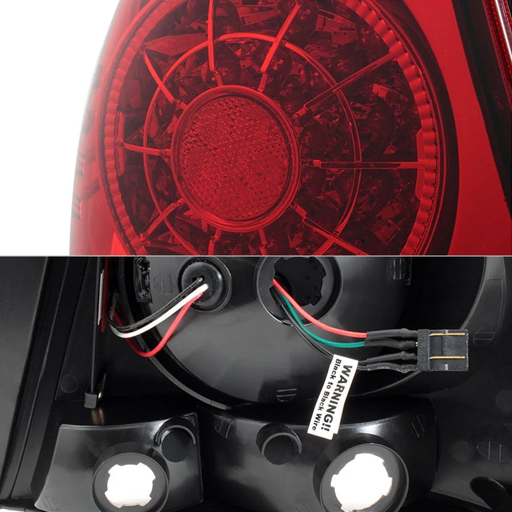 Spyder Auto LED red and clear tail lights for Lexus IS300 2001-2005 close-up view highlighting lens detail and LED lighting elements