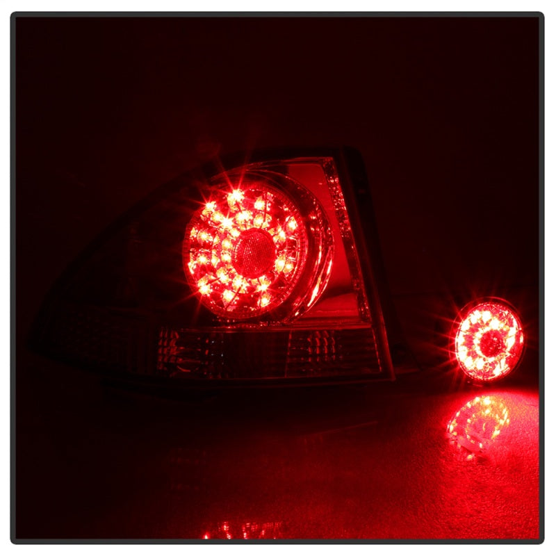 Spyder Auto LED red and clear tail lights with inner trunk lights for Lexus IS300 2001-2003 illuminated in the dark showing full LED glow and light pattern