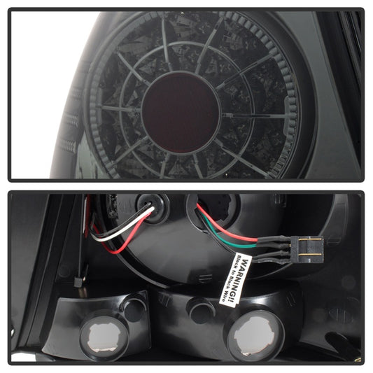 Spyder Auto smoke LED taillights for Lexus IS300 2001-2005 close-up view highlighting smoked lens detail and LED light pattern